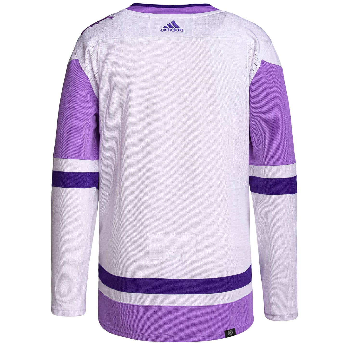 Seattle Kraken adidas Hockey Fights Cancer Primegreen Authentic Blank Practice Jersey - White/Purple
