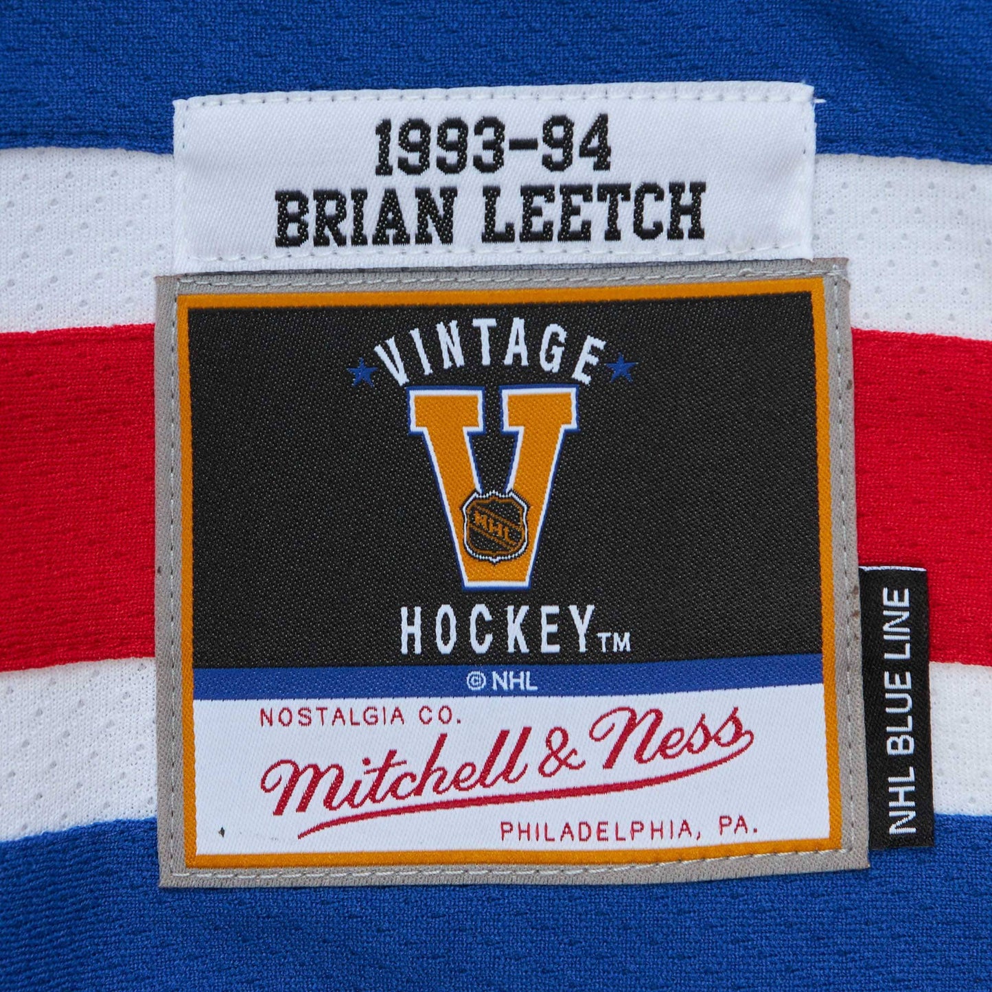 Brian Leetch New York Rangers Mitchell & Ness 1993/94 Alternate Captain Patch Blue Line Player Jersey - White